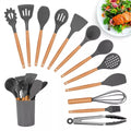 Kit Jogo 12 Peças de Cozinha Silicone Colher Espátula Livre de BPA Antiaderente com Suporte