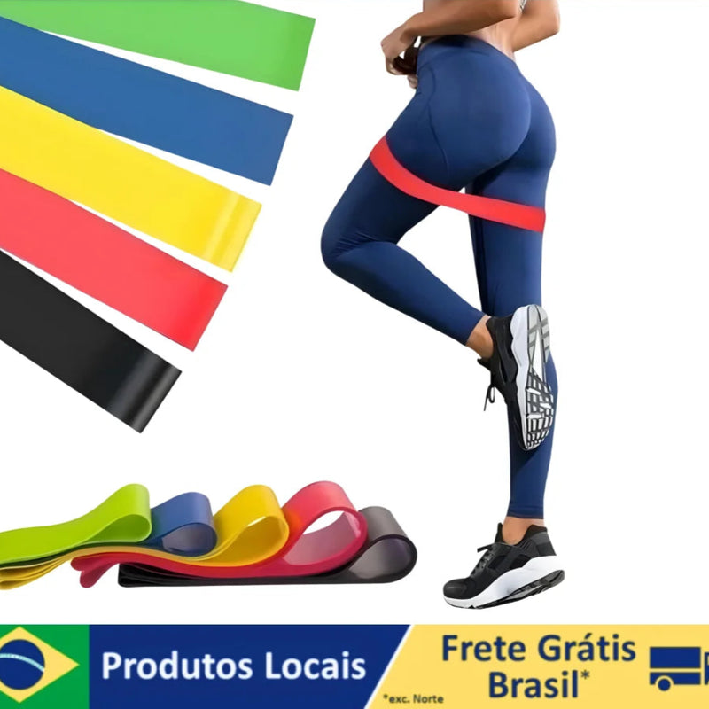 Kit 5 Faixas Elásticas de Resistência para Yoga Pilates Treino Ginásio