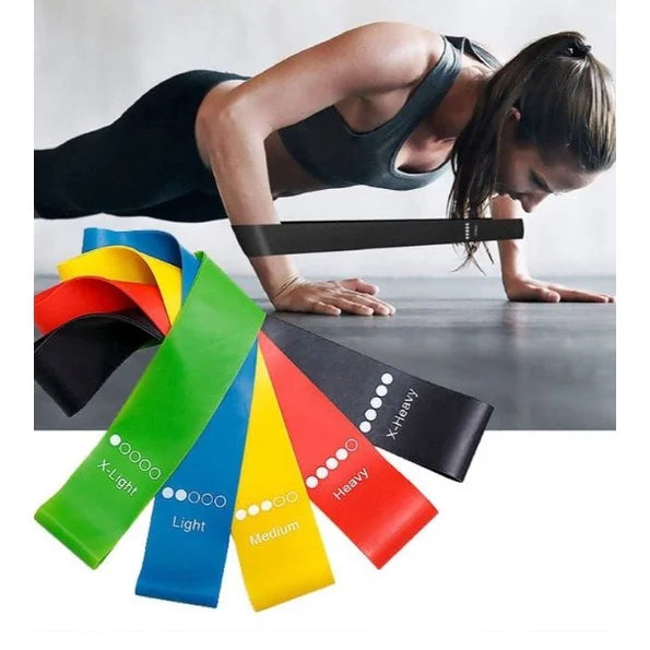 Kit 5 Faixas Elásticas de Resistência para Yoga Pilates Treino Ginásio