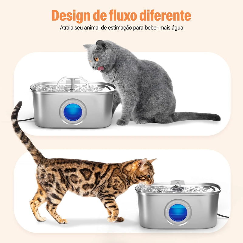 Bebedouro para gatos em aço inoxidável de 3,2 litros automático