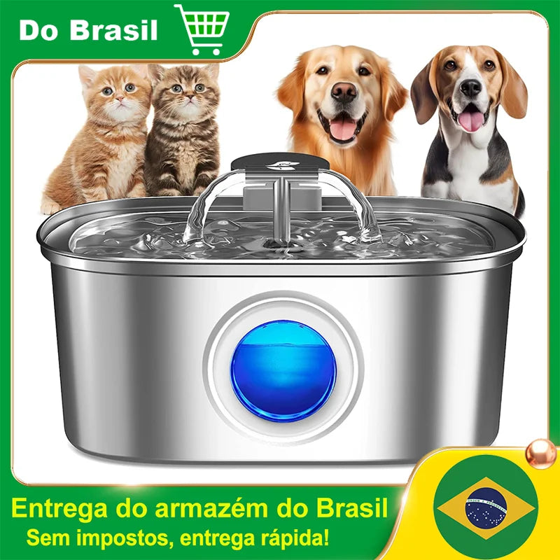 Bebedouro para gatos em aço inoxidável de 3,2 litros automático